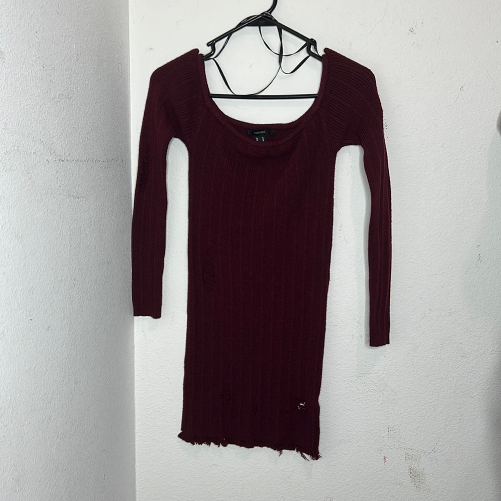 Forever 21 Medium Long-Sleeve Maroon Dress